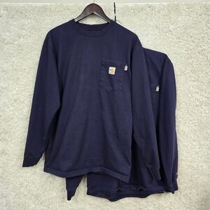Carhartt FR Force Shirt Mens M Blue Flame Resistant Pocket Long Sleeve Lot of 2